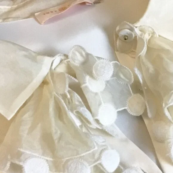 TORY BURCH Cream Victorian Style Ruffle Silk Long Sleeve Blouse - Picture 5 of 13